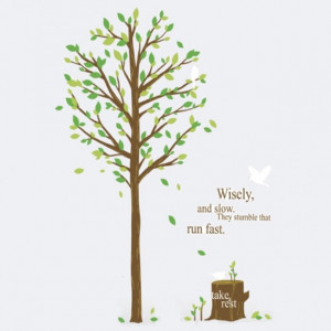 Inspirational Quote Tree Stump Forest Bird wall stickers