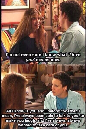 Cory Explains To Topanga What He Believes Is Love On Boy Meets World