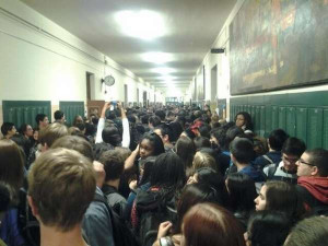 College Prep students staged a sit-in this morning inside the school ...