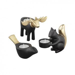 Moose and Bird and Squirrel Candleholders