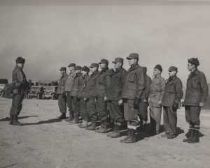 Then Brig. Gen. Lewis B. 'Chesty' Puller inspects staff and battalion ...