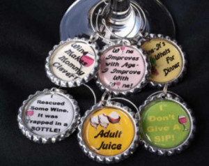 , funny drink char ms, wine glass charms, funny wine sayings, hostess ...