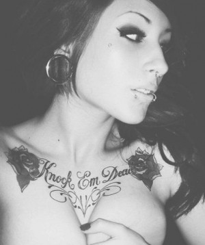 female, body, tattoo, black, white, portrait, Go To www.likegossip.com ...