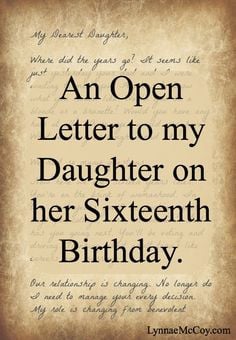 An Open Letter to my Daughter on Her Sixteenth Birthday - LynnaeMcCoy ...