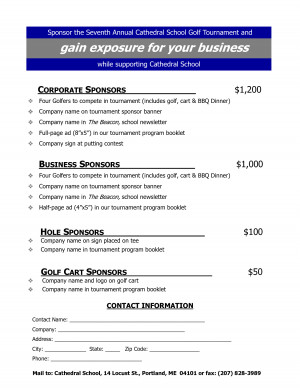 Golf Tournament Sponsor Sheet