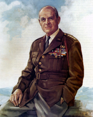 Generál Ridgway na portrétu od Clarence L. MacNellyho, 1972.