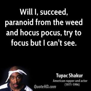 ... succeed, paranoid from the weed and hocus pocus, try to focus