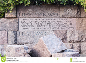 Hate War Quotation FDR Memorial Washington DC Editorial Photography