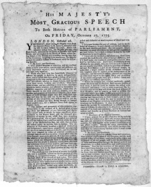 King George III's Address to Parliament, 1775-10-27
