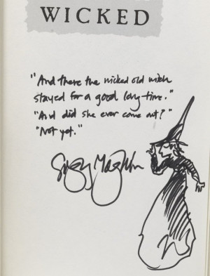... GREGORY MAGUIRE WITH THE LAST LINES OF HIS BOOK AND A WONDERFUL SKETCH