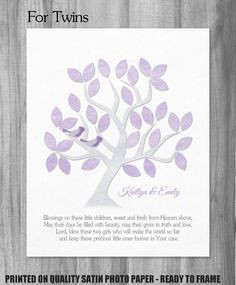 Baptism Blessing Quote Personalized Name Tree Bird Christening Print ...