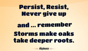 Persist, Resist, Never give up | Quotes on Slapix.com