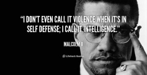 ... call it violence when it's in self defense; I call it intelligence