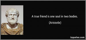 true friend is one soul in two bodies. - Aristotle