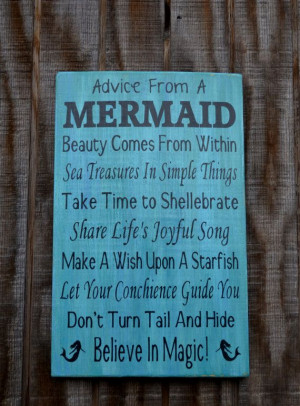 Beach Decor Beach Sign Mermaid Poem Hand Painted Reclaimed Wood Sign ...