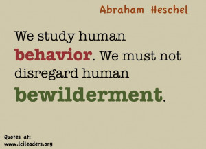 Abraham Heschel quote, study human behavior and bewilderment