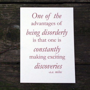 advantages of BEING DISORDERLY aa milne quote print by WrenPapers, $6 ...