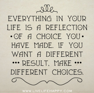 Everything in your life is a Refelction Of A Choice you Have made. If ...