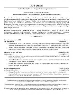 Administrative Support Specialist Resume Example (Quotes at the End)