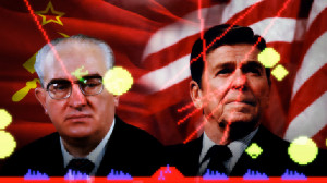 Enlarge / Yuri Andropov and Ronald Reagan contemplating the biggest ...