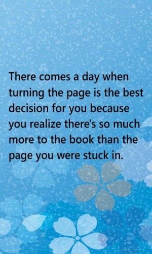 Quote on turning the page and moving on in life for better things