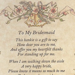 Personalized To My Bridesmaid Poetry Wedding Handkerchief Gift