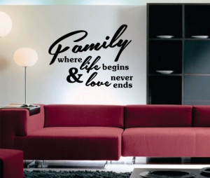 Family where Life Begins Quote Wall Decal Sticker Teen Room Decor