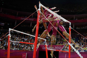 ... bars during the women's gymnastics individual all-around competition