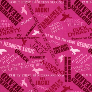 Picture of Duck Dynasty Sayings Words on Pink Cotton Fabric