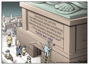 funny picture of a statue of liberty plaque by the American ...