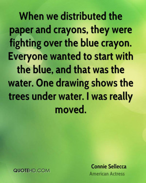 When we distributed the paper and crayons, they were fighting over the ...