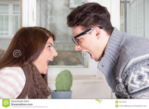 Stock Photography: Couple yelling at each other shouting face to face ...