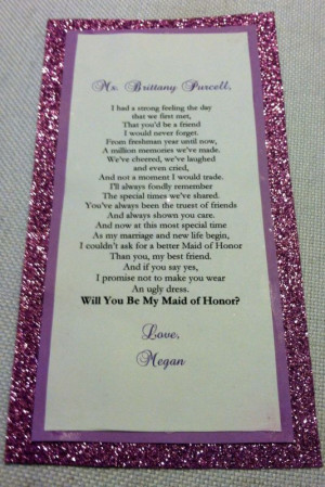 How To Ask Your Maid Of Honor Poem