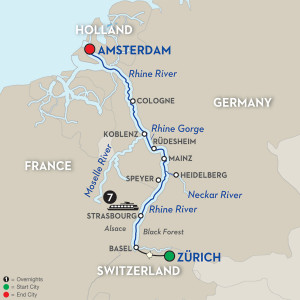Rhine River Map Amsterdam to Basel