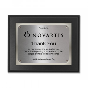 PERSONALIZED AWARD RECOGNITION PLAQUE 7 x 9 - BLACK WITH SILVER PLATES ...