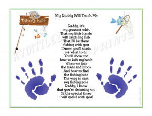 DADDY Teach Me~FISHING Poem Print Baby / Child Handprints Unique ...