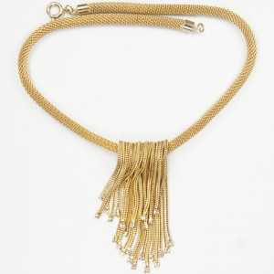 Hattie Carnegie Fold Over Golden Tassles with Spangles Necklace