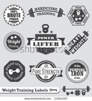 Weightlifting Barbell Tattoo Vector set: vintage weight