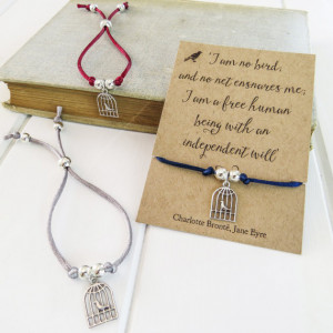 Jane Eyre Birdcage Friendship Bracelet - Charlotte Bronte Quote - Gift ...