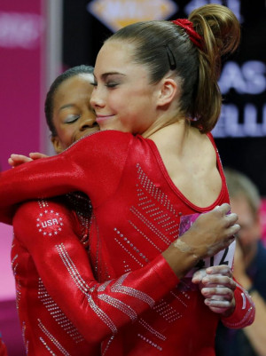 Gabby Douglas and Aly Raisman were united in celebration after the USA ...