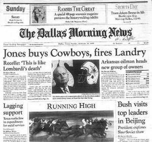 ... TEAM DIED Part I. March 6, 1989, Jerry Jones fires Tom Landry