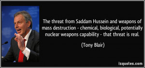 threat from Saddam Hussein and weapons of mass destruction - chemical ...