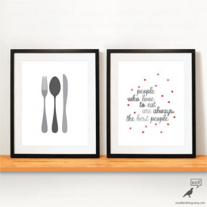 Black & White Kitchen Quote Grey Gray Kitchen Wall by WordBirdShop, $ ...