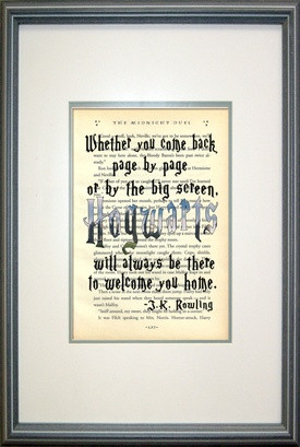 Rowling Harry Potter Quote Typography Print on Book Page