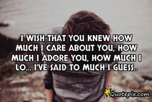 Wish That You Knew How Much I Care About You, Ho..