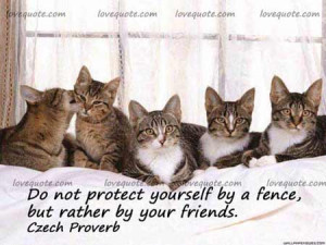 Do not protect yourself by a fence, but rather by your friends.