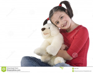 Baby Girl Hugging Teddy Bear
