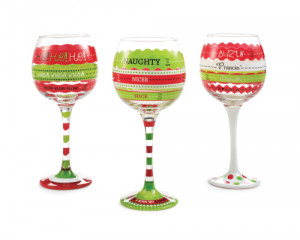 ... :: Fill To Here Christmas Wine Glasses 3 Designs (Sold Separately