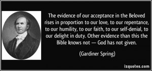 The evidence of our acceptance in the Beloved rises in proportion to ...