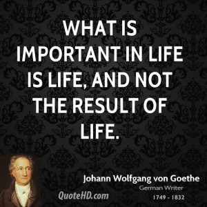 What is important in life is life, and not the result of life.